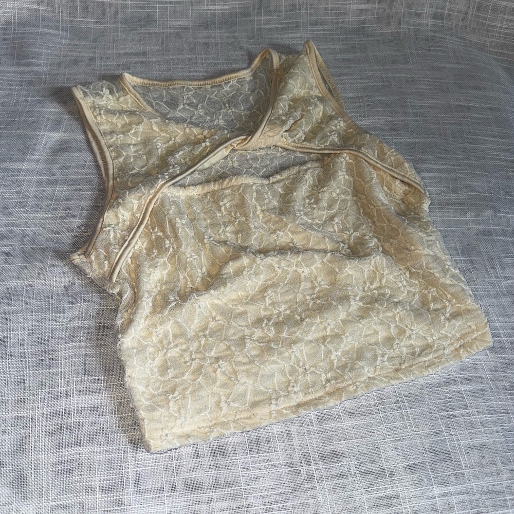 SHEIN Lace Overlay Tank Top - Cream